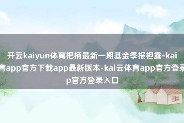 开云kaiyun体育把柄最新一期基金季报袒露-kai云体育app官方下载app最新版本-kai云体育app官方登录入口